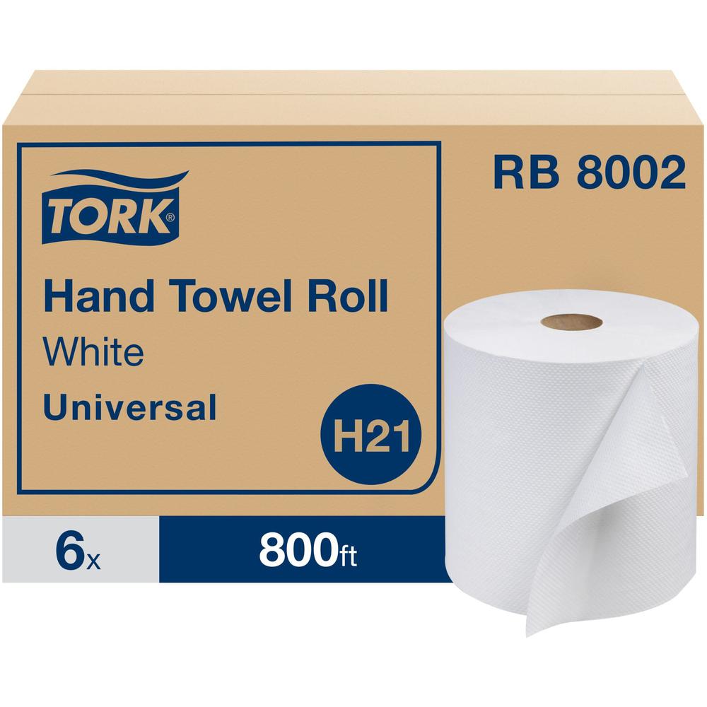TORK Hand Towel Roll, White, Universal - 1 Ply - 7.88" x 800 ft - 7.80" Roll Diameter - White - Easy to Use, Embossed - For Hand - 1 Roll. Picture 1