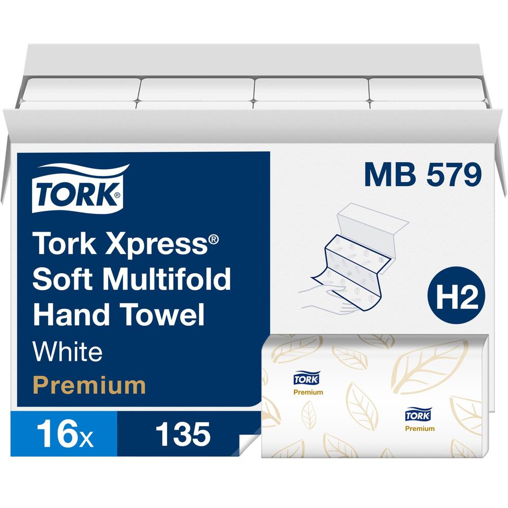 Tork Xpress Soft Multifold Hand Towel, White, Premium, H2, 3-Panel, High Performance, Absorbent, 2-Ply, 16 X 135 Sheets - MB579 - Tork Xpress Soft Multifold Hand Towel, White, Premium, H2, 3-Panel, Hi. Picture 1