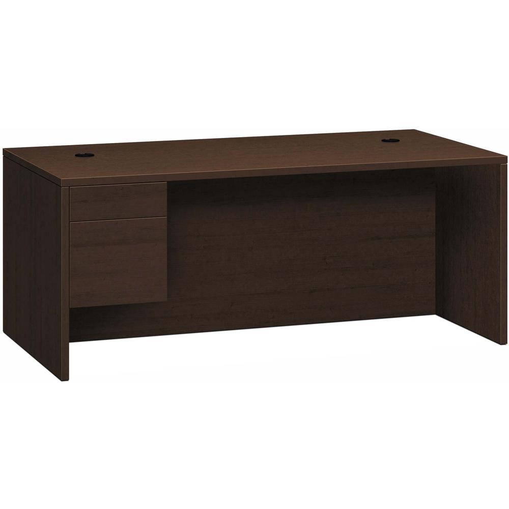 HON 10500 H10586L Pedestal Desk - 72" x 36" x 29.5" - 2 x Box, File Drawer(s)Left Side - Flat Edge - Finish: Mocha. Picture 1