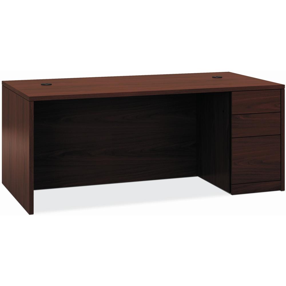 HON 10500 H105895R Pedestal Desk - 72" x 36" x 29.5" - 3 x Box Drawer(s), File Drawer(s)Right Side - Flat Edge - Finish: Mahogany. The main picture.