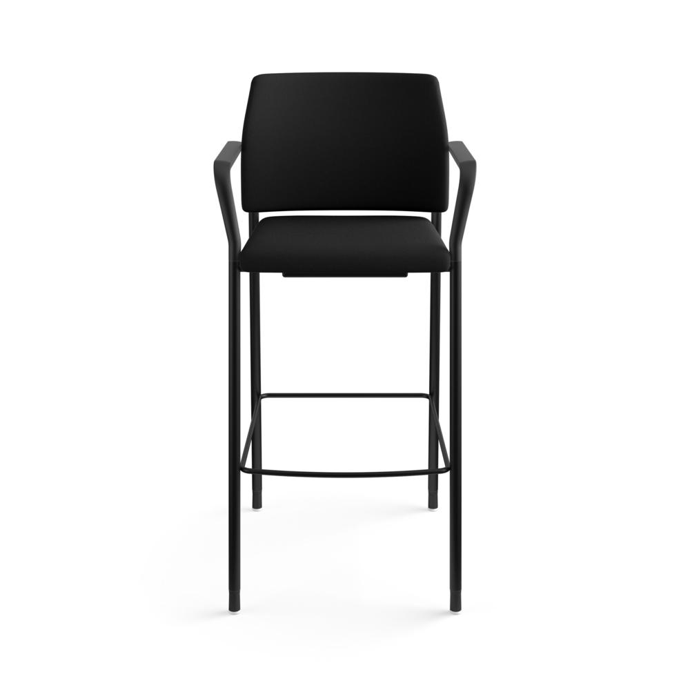 HON Accommodate Sitting Stool - Black Fabric Back - Textured Black Steel Frame - Black - Polyester Fabric - Armrest. The main picture.