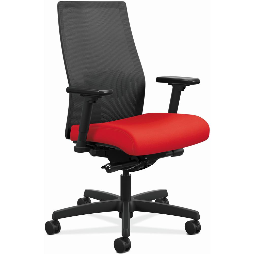 HON Ignition 2.0 Chair - Ruby Fabric Seat - Black Mesh Back - Black Frame - Mid Back - Ruby. Picture 1