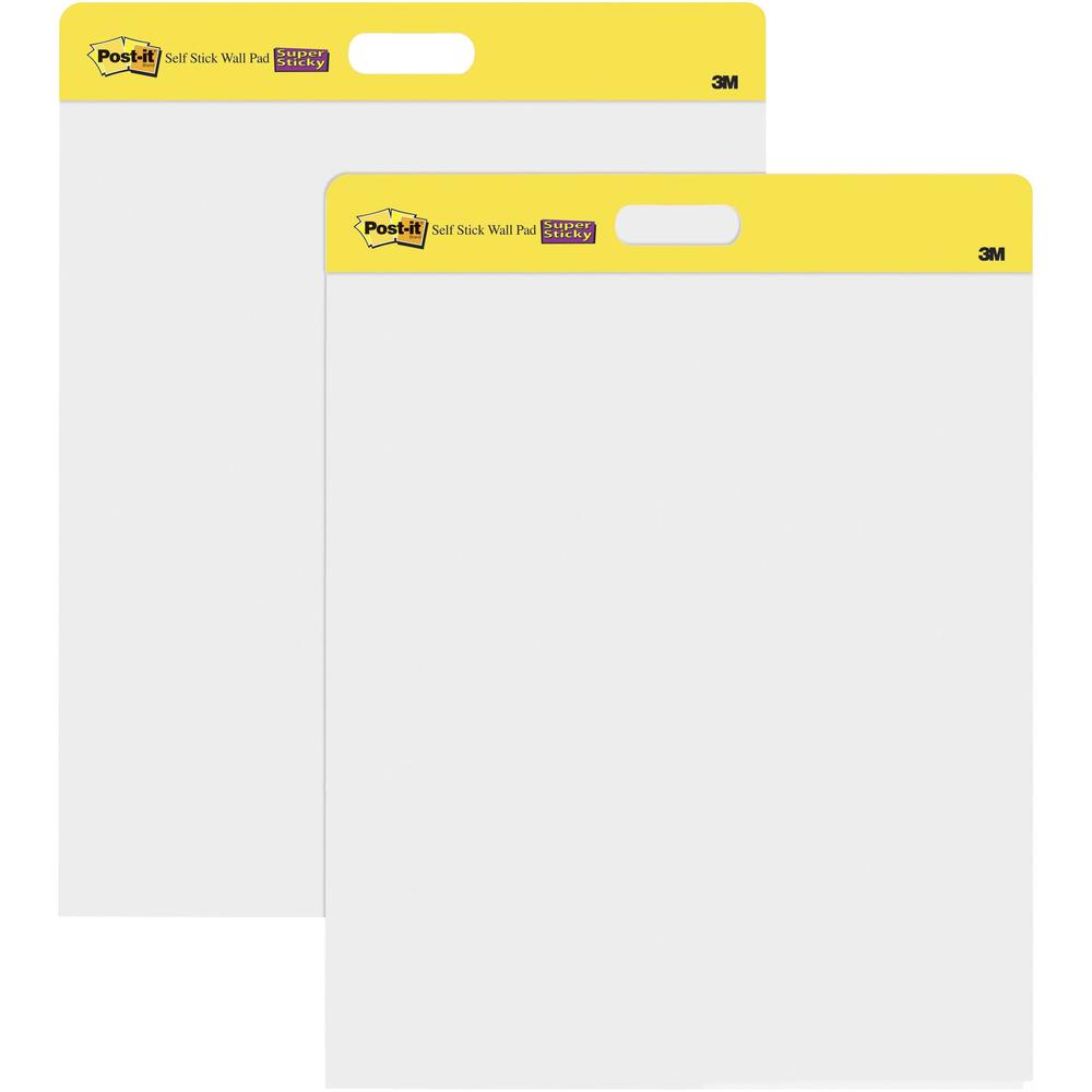 Post-it&reg; Self-Stick Easel Pads - 20 Sheets - Plain - Stapled - 18.50 lb Basis Weight - 20" x 23" - White Paper - Self-adhesive, Repositionable, Bleed Resistant, Cardboard Back - 2 / Pack. Picture 1