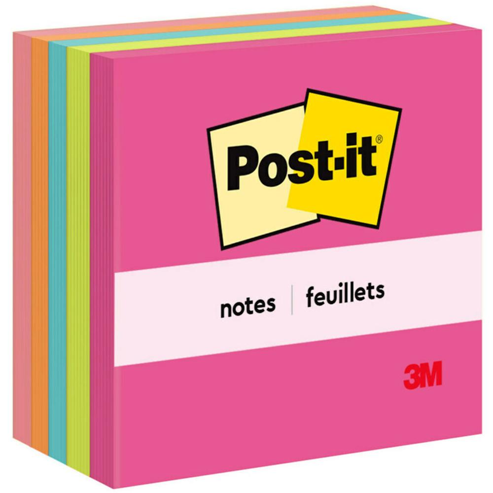 Post-it&reg; Notes - Poptimistic Color Collection - 500 - 3" x 3" - Square - 100 Sheets per Pad - Unruled - Power Pink, Acid Lime, Aqua Splash, Vital Orange, Guava - Paper - Self-adhesive, Repositiona. Picture 1