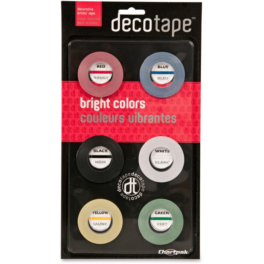 Chartpak Decorative Tape - 27 ft Length x 0.13" Width - Creep Resistant - For Decorating - 6 / Pack - Assorted. Picture 1