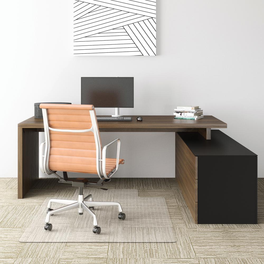 Deflecto EconoMat Chair Mat for Carpet - Carpeted Floor - 48" Length x 36" Width - Lip Size 12" Length x 20" Width - Vinyl - Clear. The main picture.