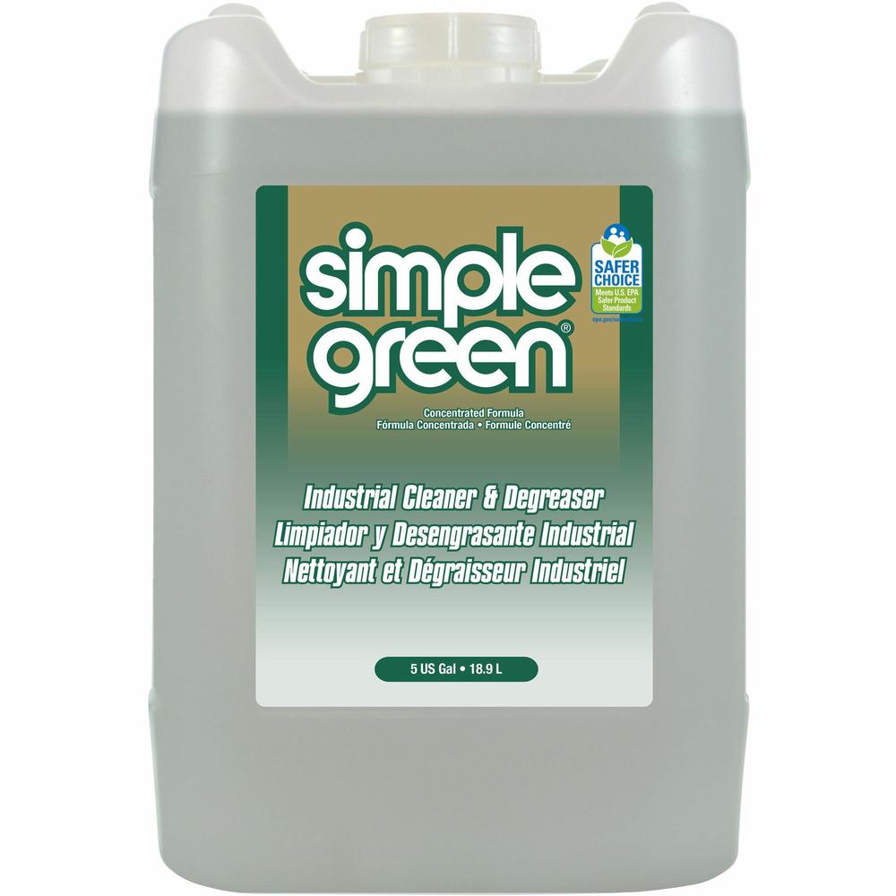 Simple Green Industrial Cleaner/Degreaser - Concentrate - 640 fl oz (20 quart) - Original Scent - 1 Each - Non-toxic, Non-abrasive, Non-flammable, Pleasant Scent - White. Picture 1