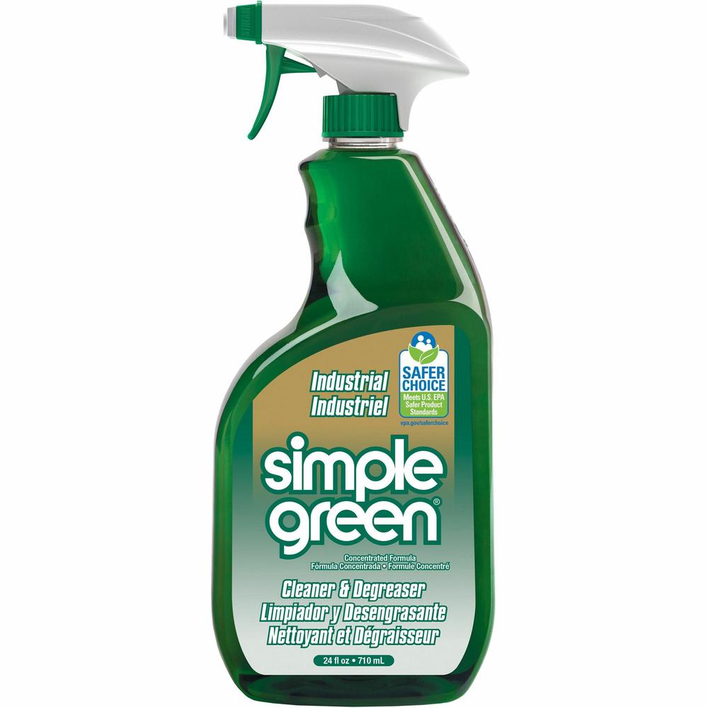 Simple Green Industrial Cleaner/Degreaser - Concentrate - 24 fl oz (0.8 quart) - Original Scent - 1 Each - Non-toxic, Non-abrasive, Non-flammable, Pleasant Scent - White, Green. Picture 1