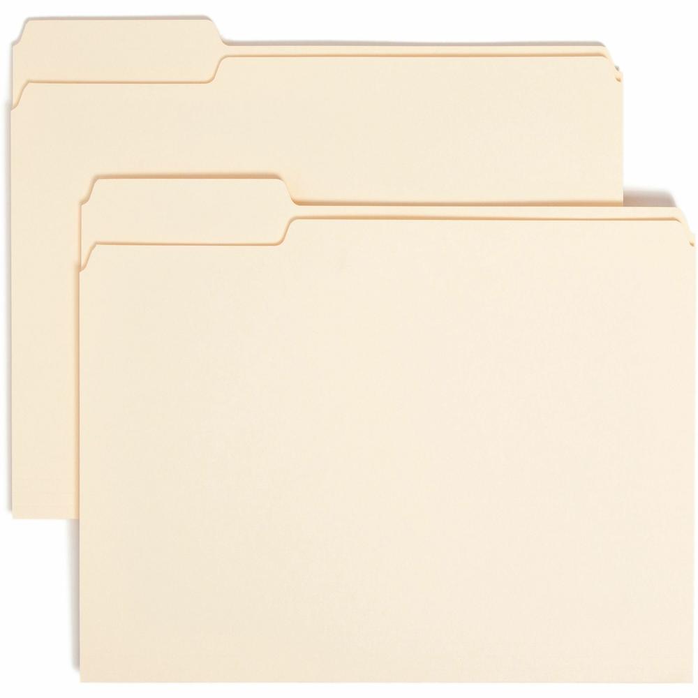 Smead 1/3 Tab Cut Letter Recycled Top Tab File Folder - 8 1/2" x 11" - 3/4" Expansion - Top Tab Location - Left Tab Position - Manila - 10% Recycled - 100 / Box. Picture 1
