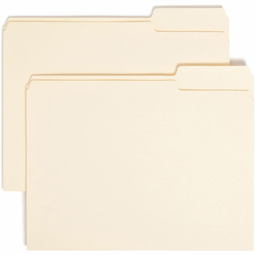 Smead 1/3 Tab Cut Letter Recycled Top Tab File Folder - 8 1/2" x 11" - 3/4" Expansion - Top Tab Location - Right Tab Position - Manila - 10% Recycled - 100 / Box. Picture 1
