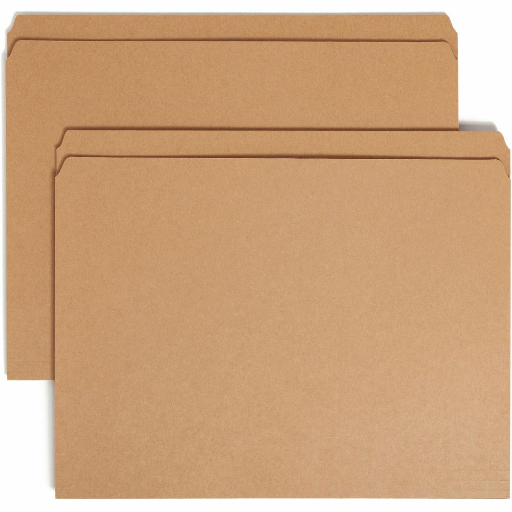 Smead Straight Tab Cut Letter Recycled Top Tab File Folder - 8 1/2" x 11" - 3/4" Expansion - Kraft - 10% Recycled - 100 / Box. Picture 1