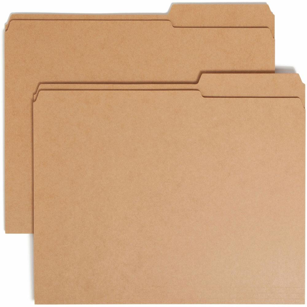 Smead 10786 2/5 Tab Cut Letter Recycled Top Tab File Folder - 8 1/2" x 11" - 3/4" Expansion - Top Tab Location - Right Tab Position - Kraft - Kraft - 10% Recycled - 100 / Box. Picture 1