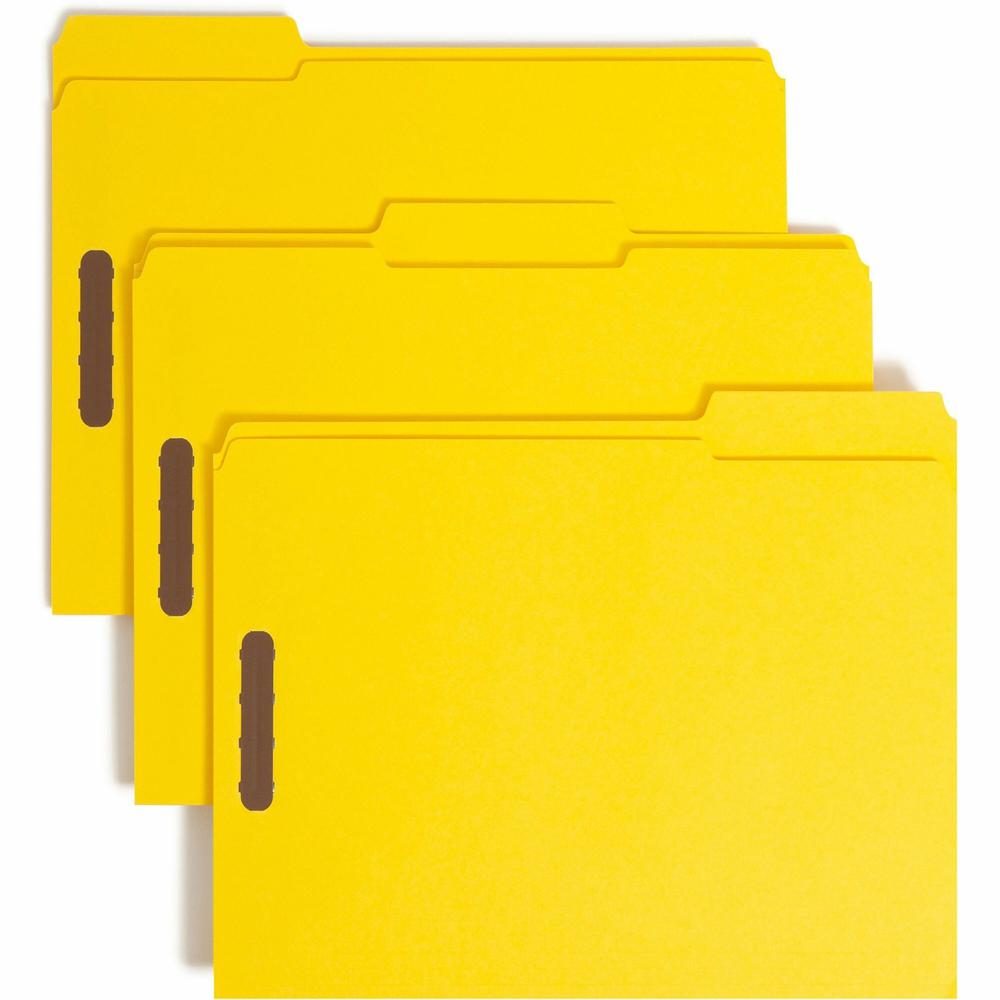 Smead Colored 1/3 Tab Cut Letter Recycled Fastener Folder - 8 1/2" x 11" - 3/4" Expansion - 2 x 2K Fastener(s) - 2" Fastener Capacity for Folder - Top Tab Location - Assorted Position Tab Position - Y. Picture 1