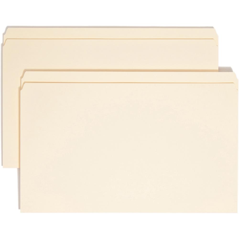 Smead Straight Tab Cut Legal Recycled Top Tab File Folder - 8 1/2" x 14" - 3/4" Expansion - Manila - Manila - 10% Recycled - 100 / Box. Picture 1