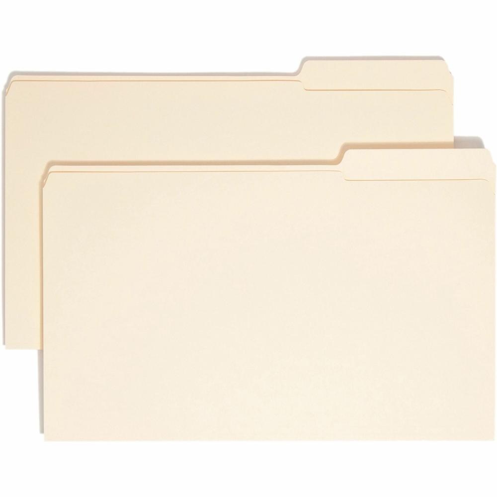 Smead 1/3 Tab Cut Legal Recycled Top Tab File Folder - 8 1/2" x 14" - 3/4" Expansion - Top Tab Location - Third Tab Position - Manila - 10% Recycled - 100 / Box. Picture 1