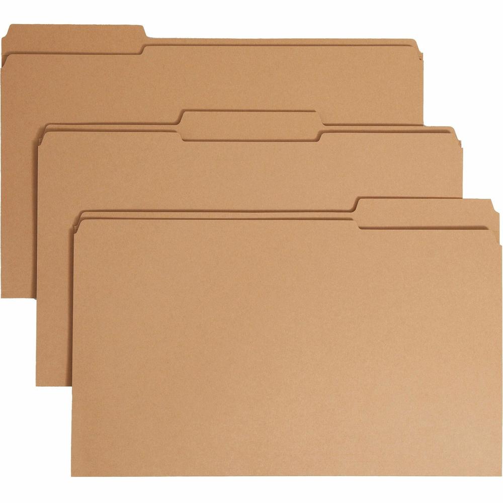 Smead 1/3 Tab Cut Legal Recycled Fastener Folder - 8 1/2" x 14" - 3/4" Expansion - 1 x 2K Fastener(s) - 2" Fastener Capacity for Folder - Top Tab Location - Assorted Position Tab Position - Kraft - Kr. Picture 1