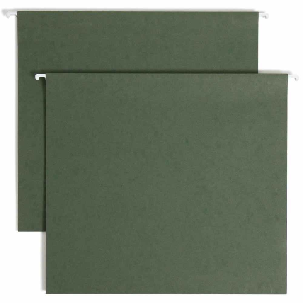 Smead Letter Recycled Hanging Folder - 3" Folder Capacity - 8 1/2" x 11" - 3" Expansion - Pressboard - Standard Green - 10% Recycled - 25 / Box. Picture 1