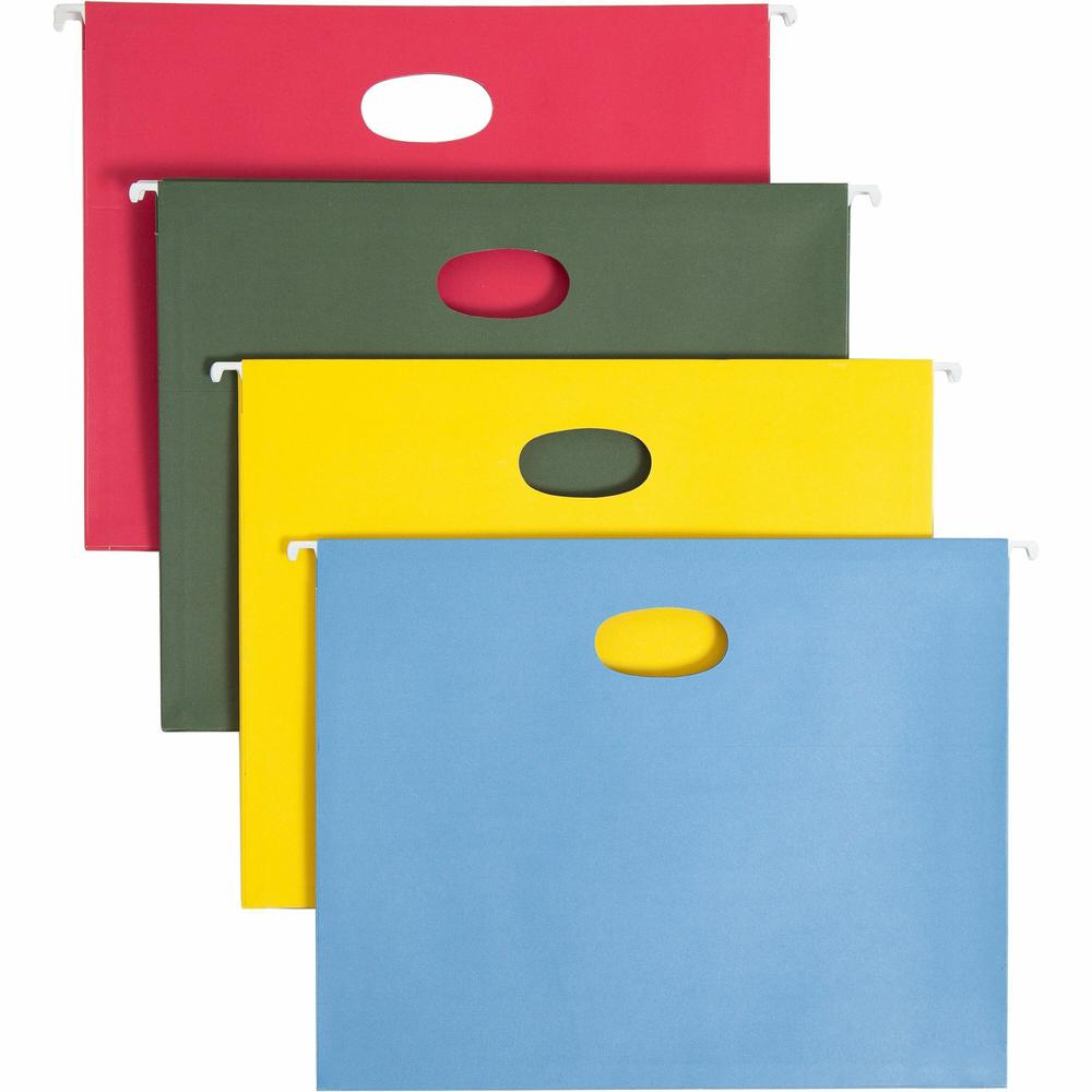 Smead Flex-I-Vision Letter Recycled Hanging Folder - 8 1/2" x 11" - 3 1/2" Expansion - Blue, Green, Red, Yellow - 10% Recycled - 4 / Pack. Picture 1