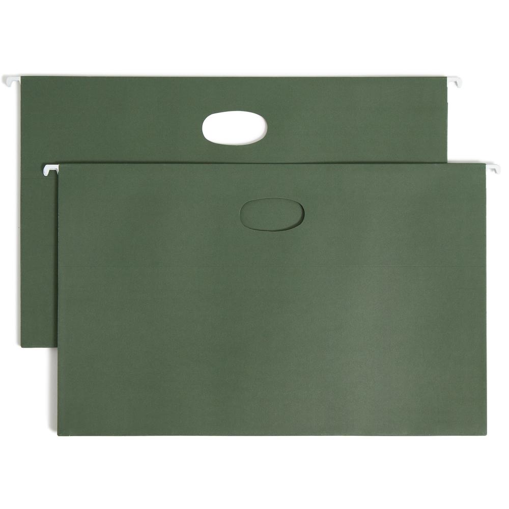 Smead Hanging File Pockets, 3-1/2 Inch Expansion, Legal Size, Standard Green, 10 Per Box (64320) - 8 1/2" x 14" - 3 1/2" Expansion - Standard Green - 30% Recycled. Picture 1