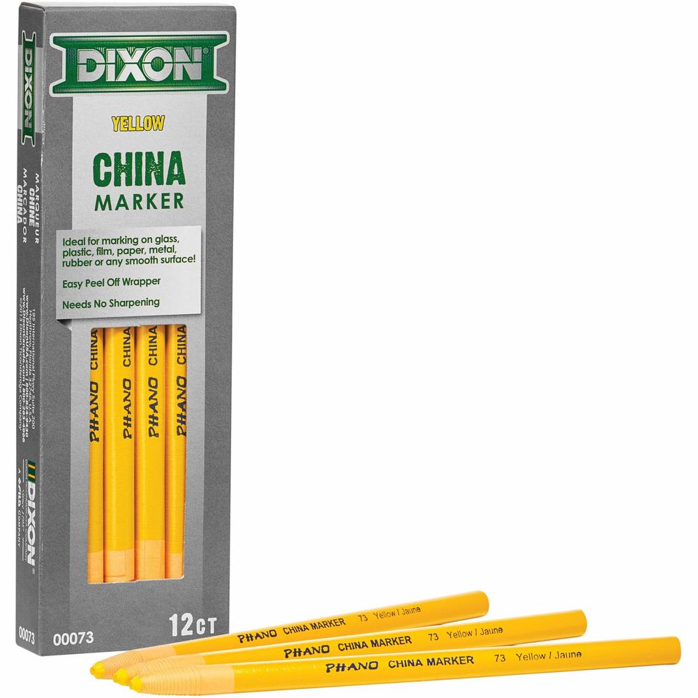 Dixon Phano Nontoxic China Markers - Yellow Lead - 1 Dozen. Picture 1