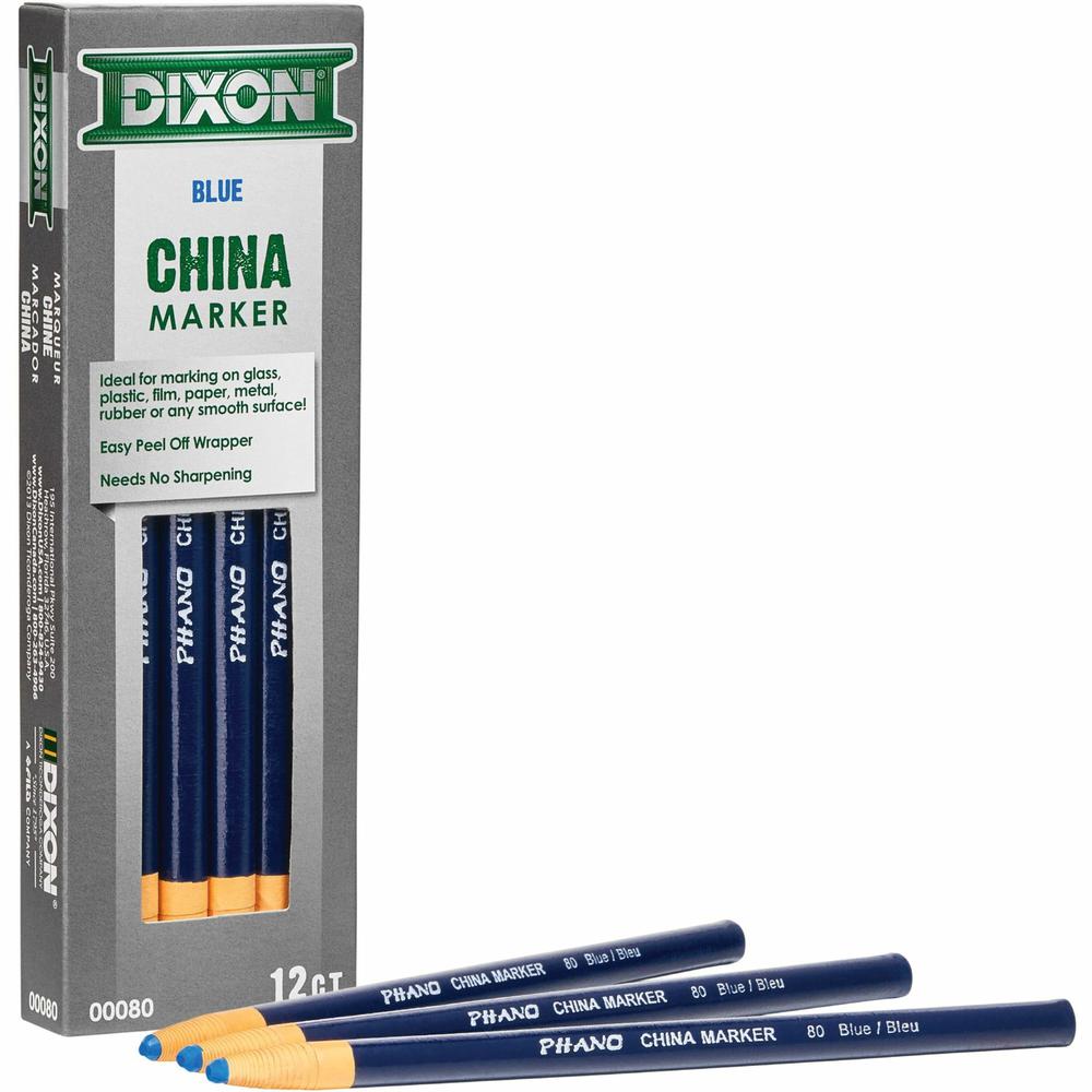 Dixon Phano Nontoxic China Markers - Blue Lead - 1 Dozen. Picture 1