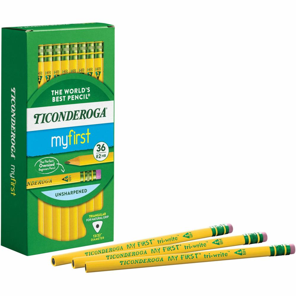 Ticonderoga My First Tri-Write No. 2 Pencils - #2 Lead - Yellow Barrel - 36 / Box. Picture 1