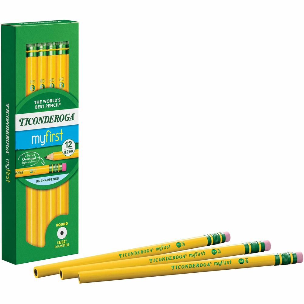 Ticonderoga Beginner No. 2 Pencils with Erasers - #2 Lead - Yellow Barrel - 1 Dozen. Picture 1