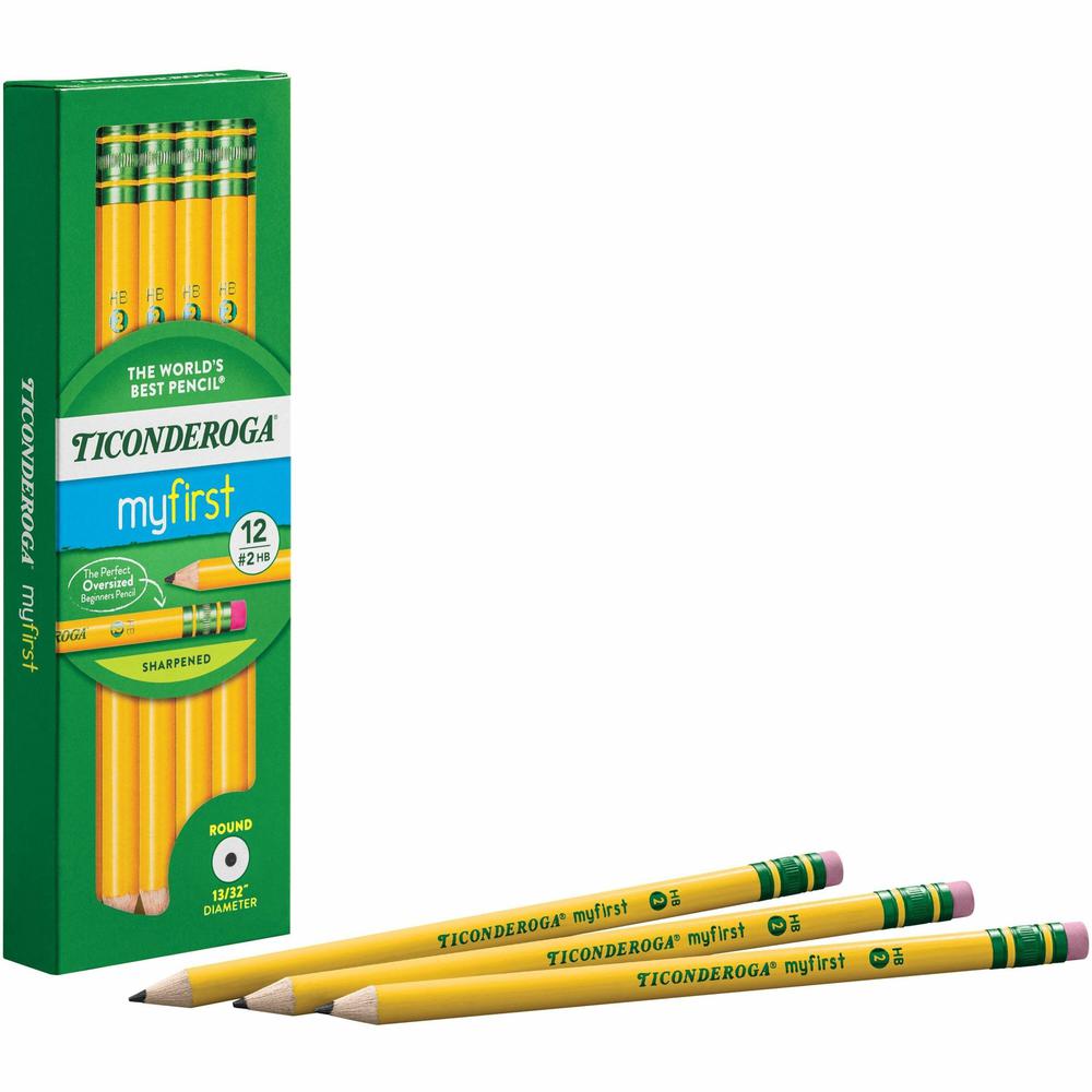 Ticonderoga My First Pre-Sharpened No. 2 Pencils with Erasers - #2 Lead - Yellow Barrel - 1 Dozen. Picture 1