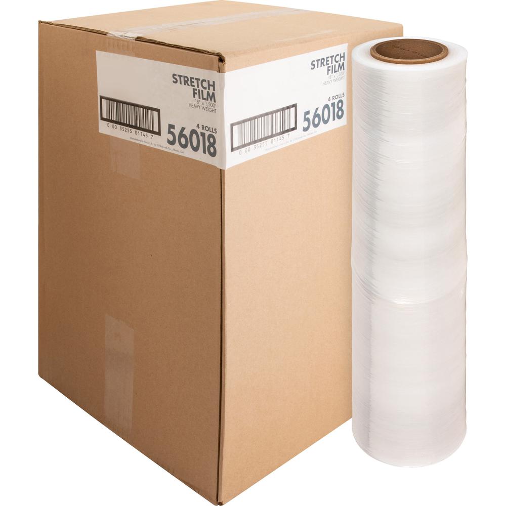 Sparco Stretch Wrap Film - 18" Width x 1500 ft Length - 4 Wrap(s) - Heavyweight - Clear - 4 / Carton. Picture 1