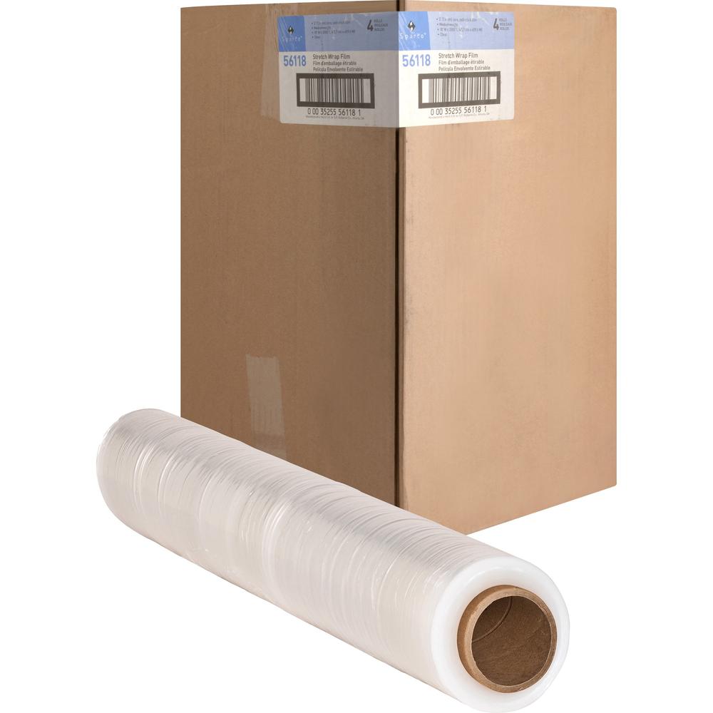 Sparco Medium Weight Stretch Wrap Film - 18" Width x 2000 ft Length - 4 Wrap(s) - Mediumweight - Clear - 4 / Carton. Picture 1