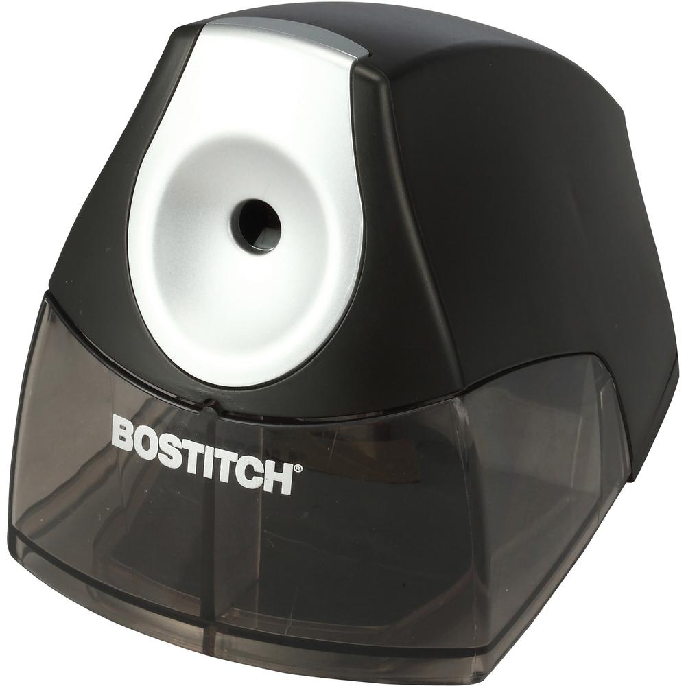 Bostitch Personal Electric Pencil Sharpener - Desktop - 1 Hole(s) - Helical - 4" Height x 3.5" Width x 5" Depth - Black, Silver - 1 Each. Picture 1