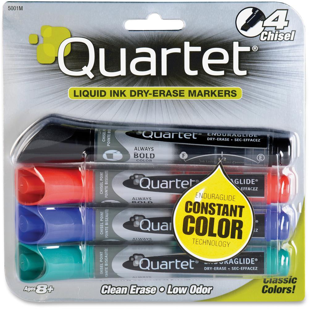 Quartet EnduraGlide Dry-Erase Markers - Chisel Marker Point Style - Assorted - 4 / Set. The main picture.