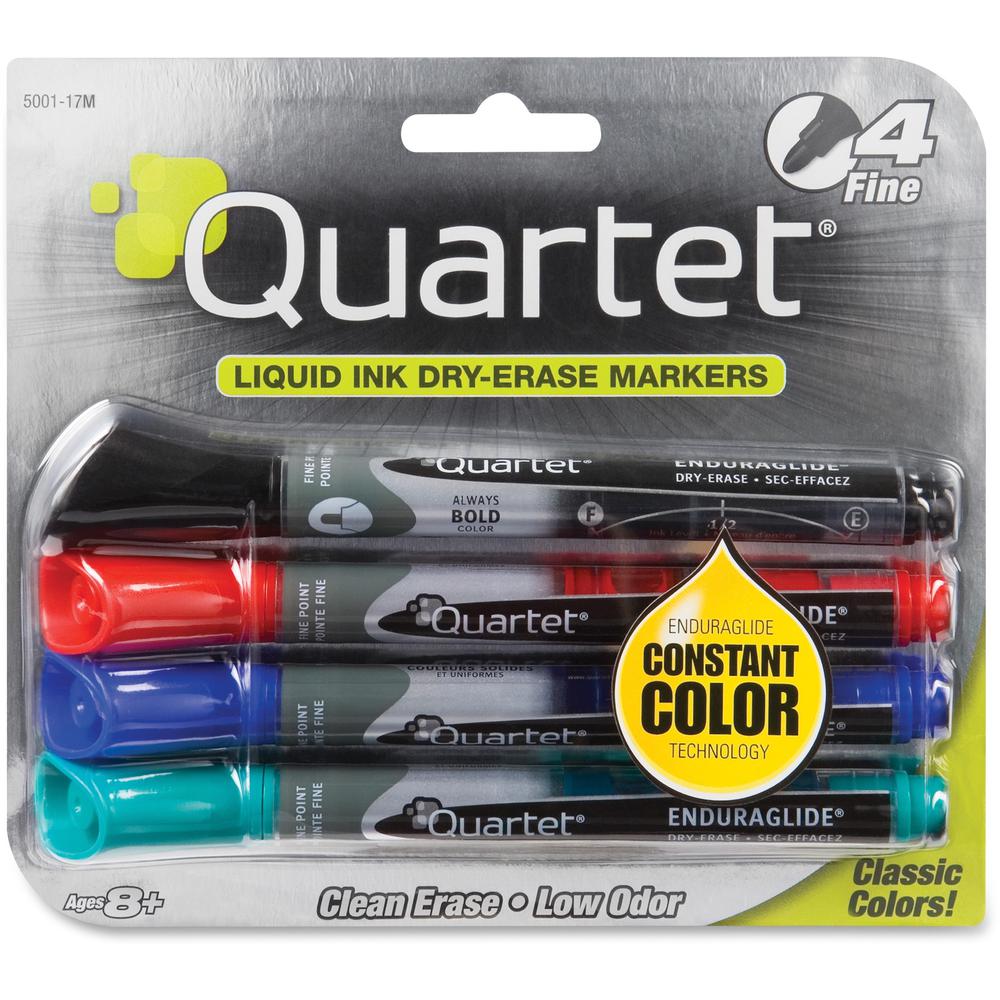 Quartet EnduraGlide Dry-Erase Markers - Fine Marker Point - Red, Green, Black, Blue - 4 / Set. Picture 1
