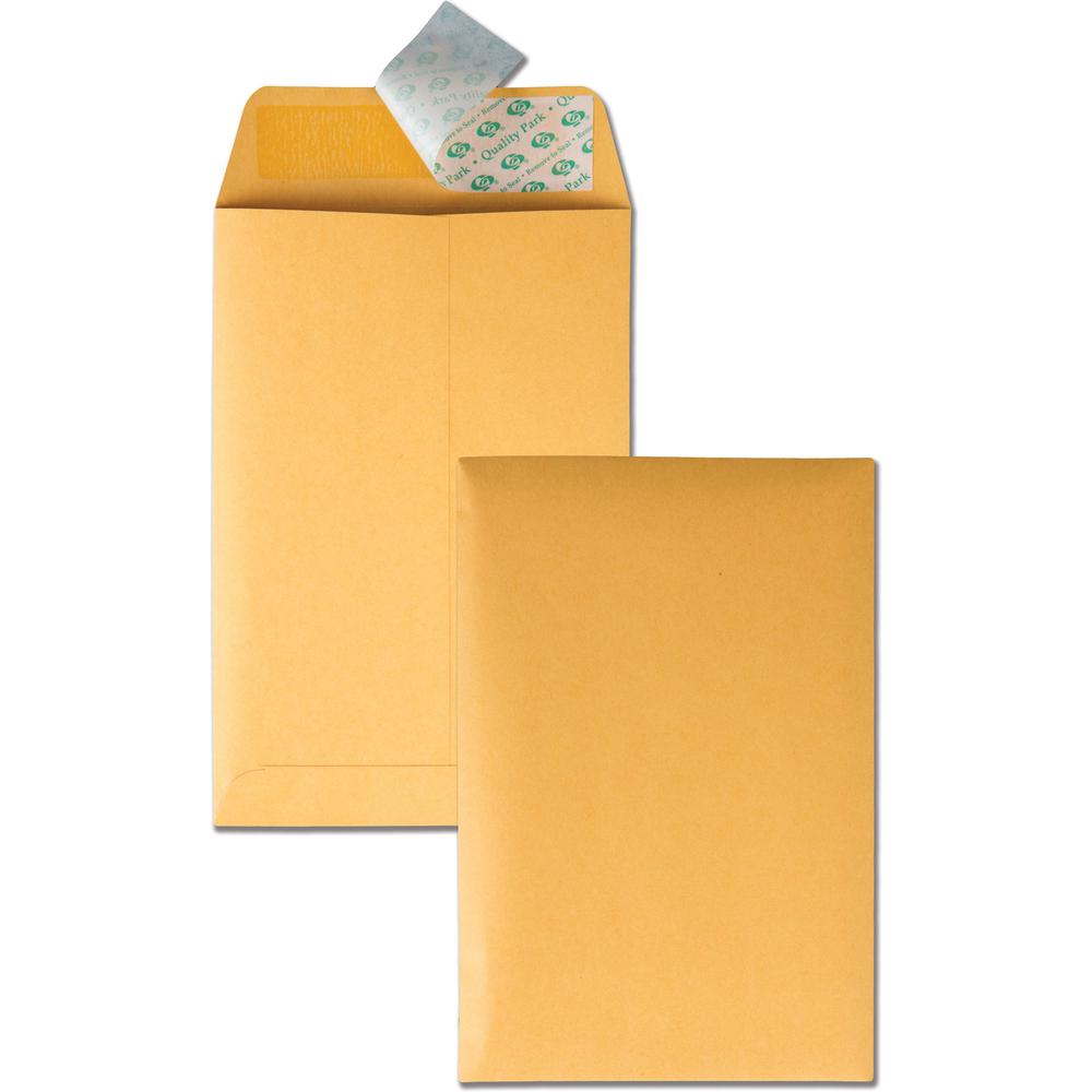Quality Park Redi-Strip Kraft Catalog Envelopes - Catalog - 6" Width x 9" Length - 28 lb - Self-sealing - 100 / Box - Kraft. Picture 1