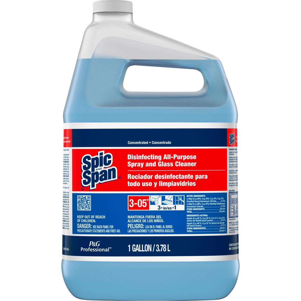 Spic and Span Disinfecting All-Purpose Spray and Glass Cleaner - For Multipurpose - Concentrate - 128 fl oz (4 quart) - 1 Each - Streak-free, Disinfectant - Clear Blue. Picture 1