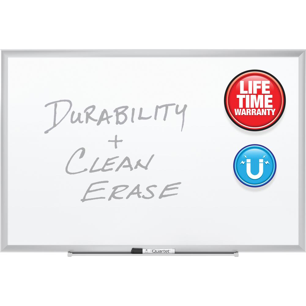 Quartet Premium DuraMax Magnetic Whiteboard - 36" (3 ft) Width x 24" (2 ft) Height - White Porcelain Surface - Silver Aluminum Frame - Rectangle - Horizontal/Vertical - 1 / Each - TAA Compliant. Picture 1