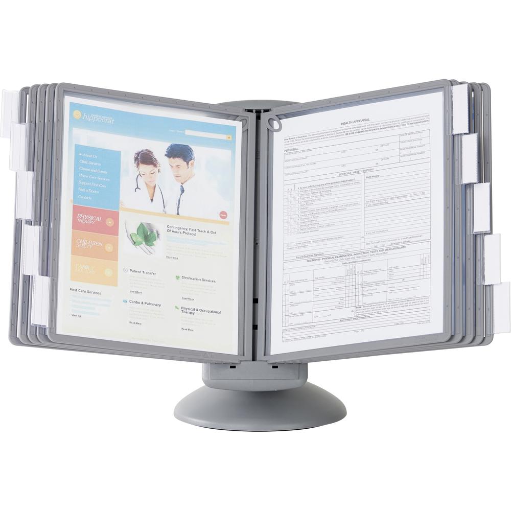 DURABLE&reg; SHERPA&reg; Motion Reference Display System - Desktop - 360&deg; Rotation - 10 Double Sided Panels - Letter Size - Anti-Flective/Non-Glare - Assorted Colors. Picture 1