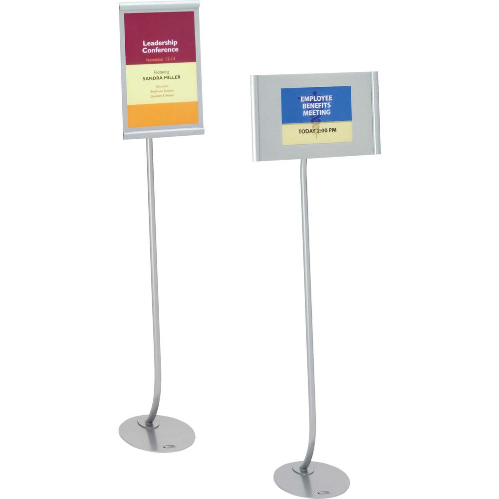 Quartet Designer Freestanding Sign Stand - 1 Each59" Height - 11" Holding Width x 17" Holding Height - Rectangular Shape - Double Sided - Durable - Aluminum - High Traffic Area, Literature, Flier - Si. Picture 1