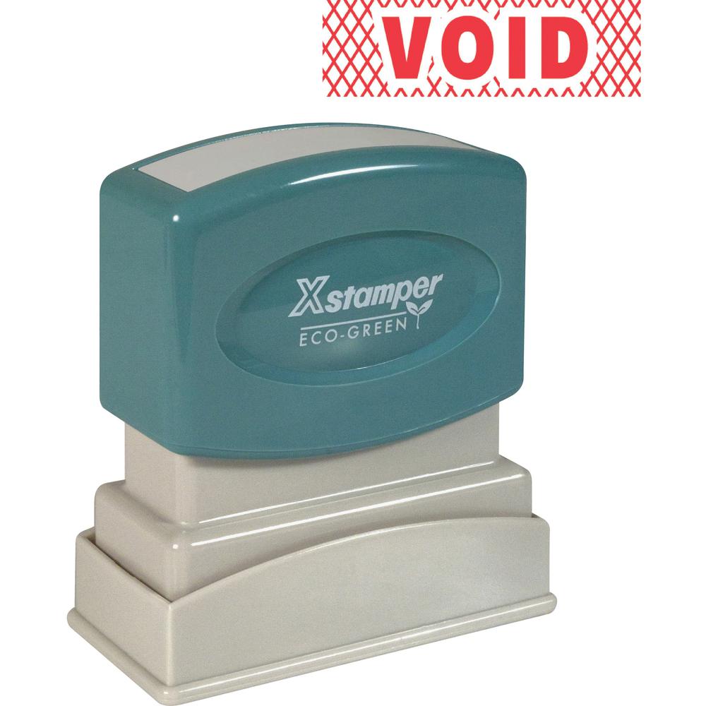 Xstamper Pre-Inked VOID One Color Title Stamp - Message Stamp - "VOID" - 0.50" Impression Width x 1.63" Impression Length - 100000 Impression(s) - Red - Recycled - 1 Each. Picture 1