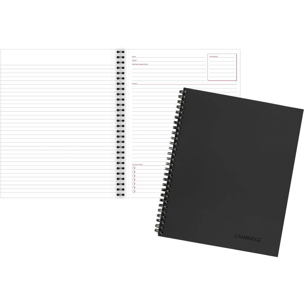 Mead Limited Meeting Notebooks - Letter - 80 Sheets - Wire Bound - Letter - 8 1/2" x 11" - BlackLinen Cover - Perforated - 1 Each. Picture 1
