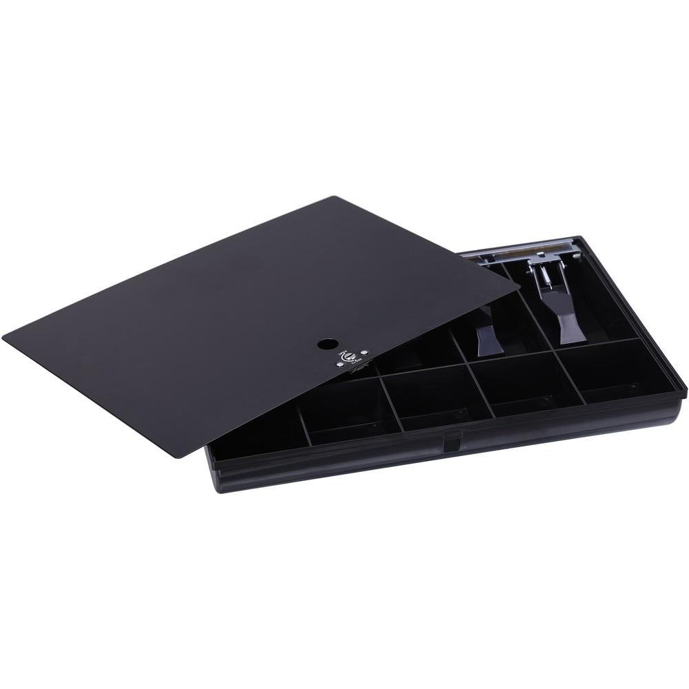 Sparco Locking Cover Money Tray - 1 x Cash Tray - 5 Bill/5 Coin Compartment(s) - Black. Picture 1