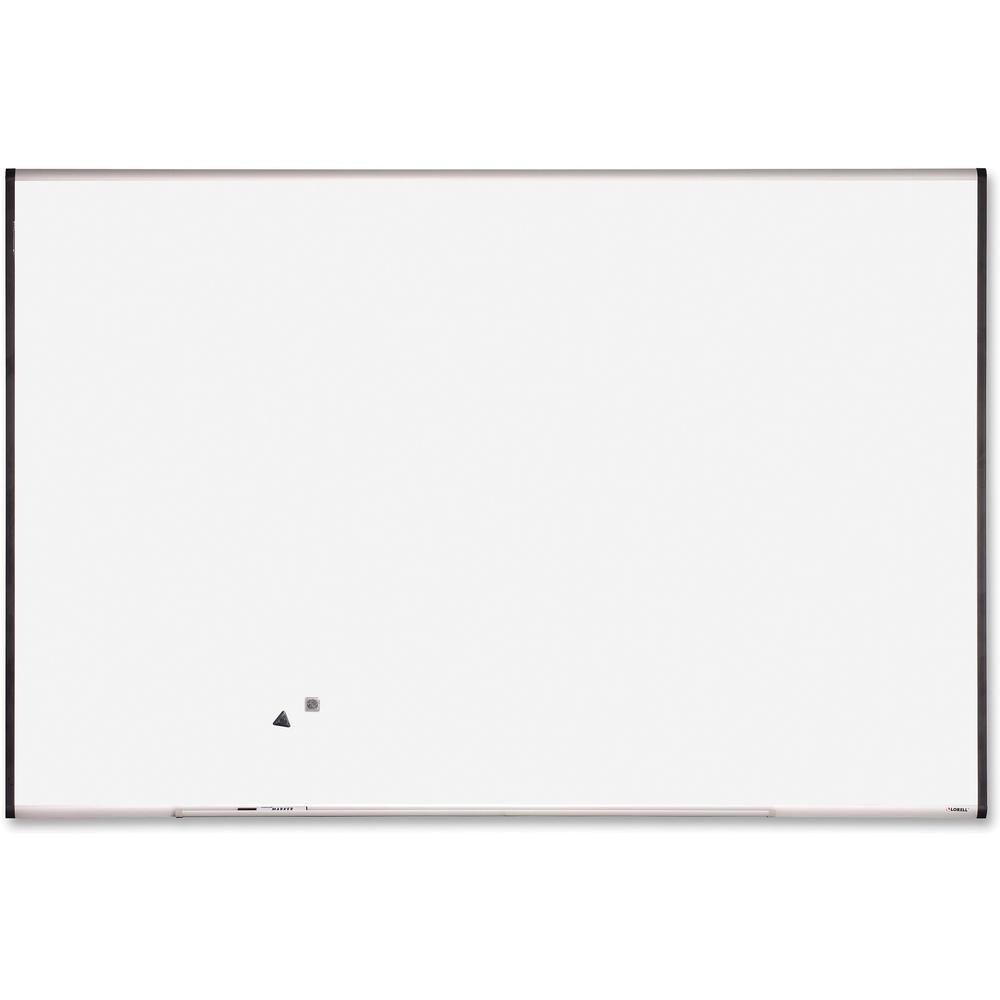 Lorell Signature Series Magnetic Dry-erase Markerboard - 72" (6 ft) Width x 48" (4 ft) Height - Coated Steel Surface - Silver, Ebony Frame - Magnetic - 1 Each. Picture 1