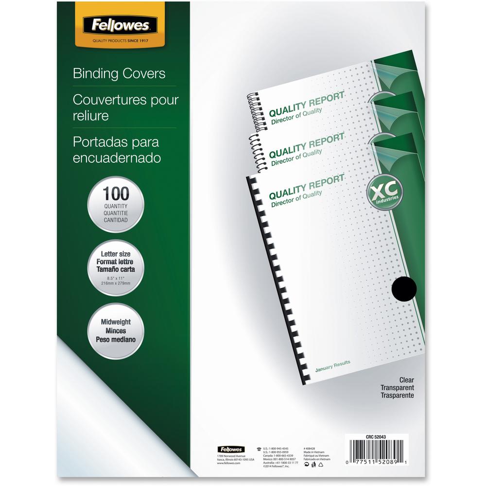 Fellowes Letter Report Cover - 8 1/2" x 11" - Plastic - Clear - 100 / Pack. Picture 1