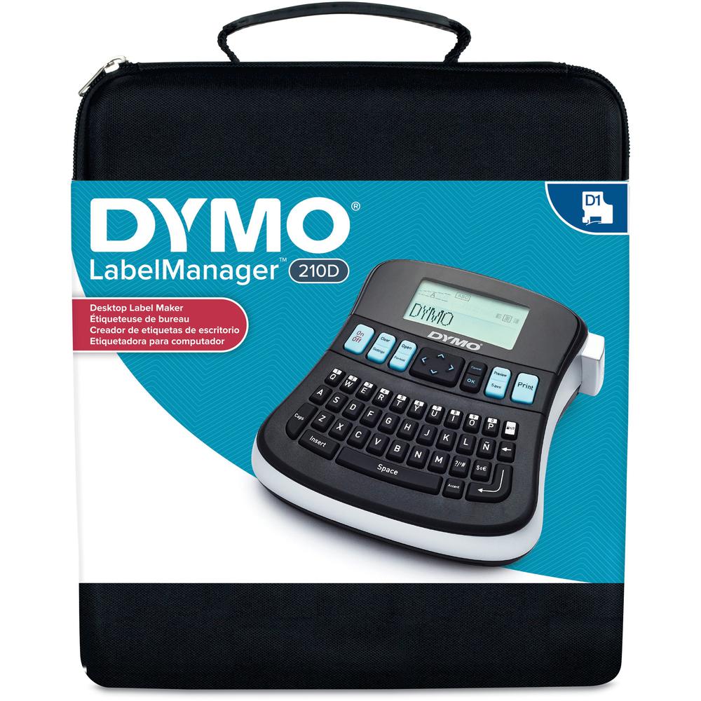 Dymo LabelManager 210D Kit - Thermal Transfer - 180 dpi - Label, Tape0.35" , 0.47" - Battery, Power Adapter - 6 Batteries Supported - AA - Battery Included - Black - PC - Print Preview, Auto Power Off. Picture 1