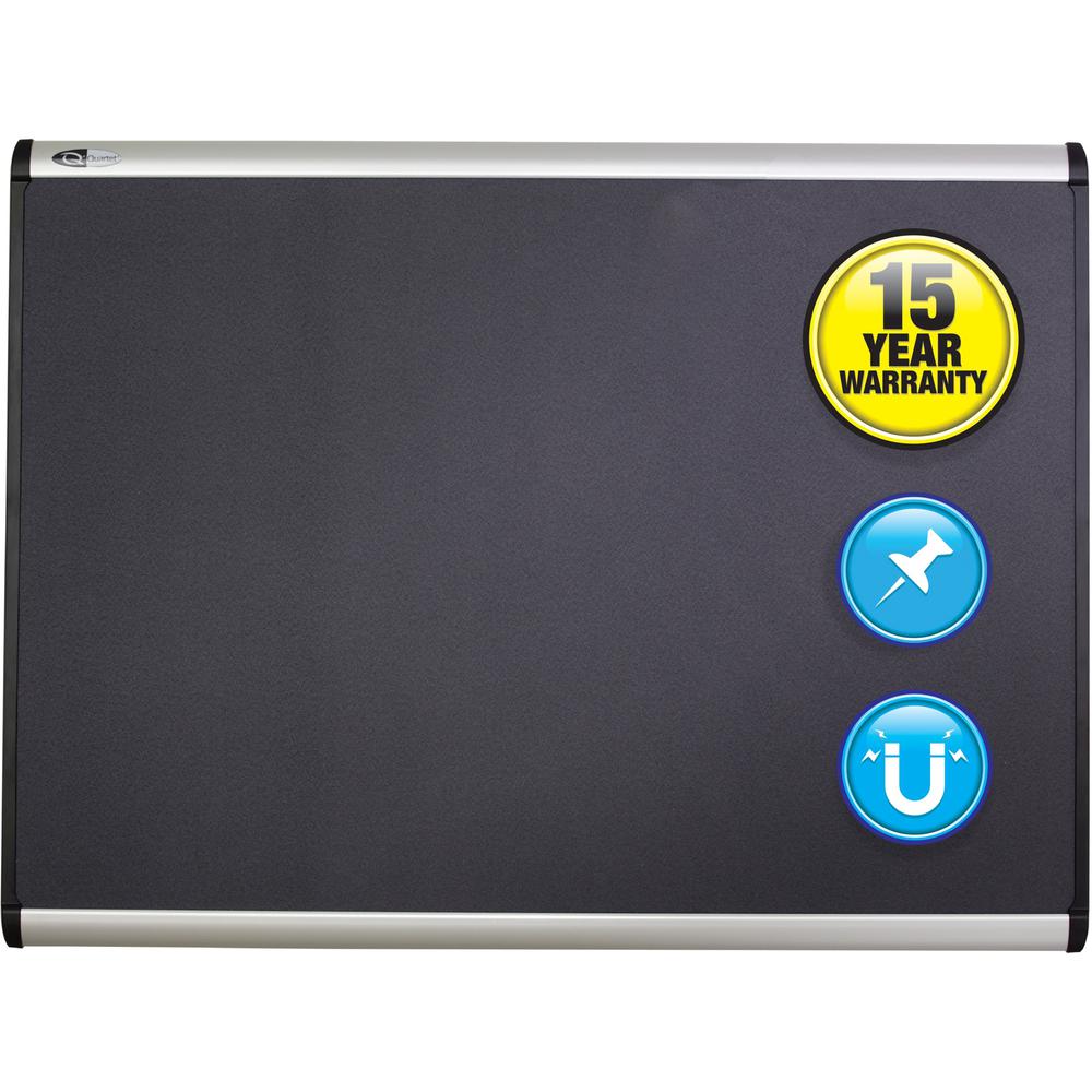 Quartet Prestige Plus Magnetic Bulletin Board - 24" Height x 36" Width - Gray Fabric Surface - Magnetic, Self-healing, Durable - Silver Aluminum Frame - 1 / Each. Picture 1