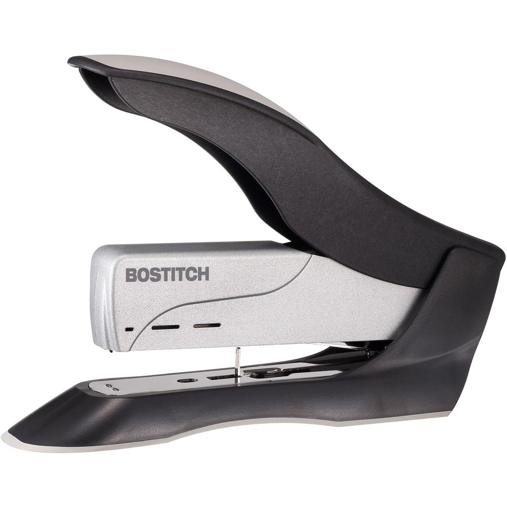 Bostitch Spring-Powered Antimicrobial Heavy Duty Stapler - 100 Sheets Capacity - 210 Staple Capacity - Full Strip - 1/2" Staple Size - 1 Each - Black, Gray. Picture 1