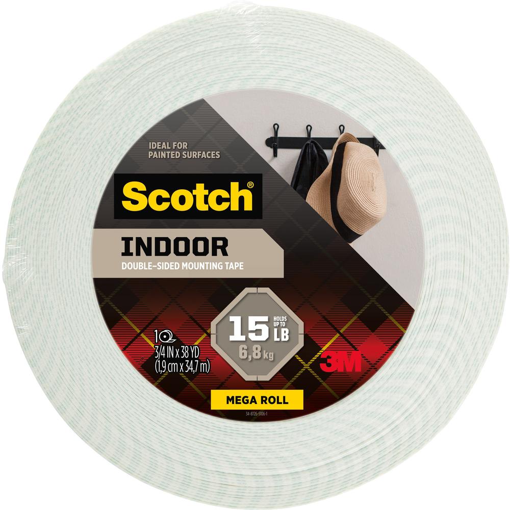 Scotch Double-Coated Foam Mounting Tape - 38 yd Length x 0.75" Width - 1" Core - 0.06 mil - 1 / Roll - White. Picture 1