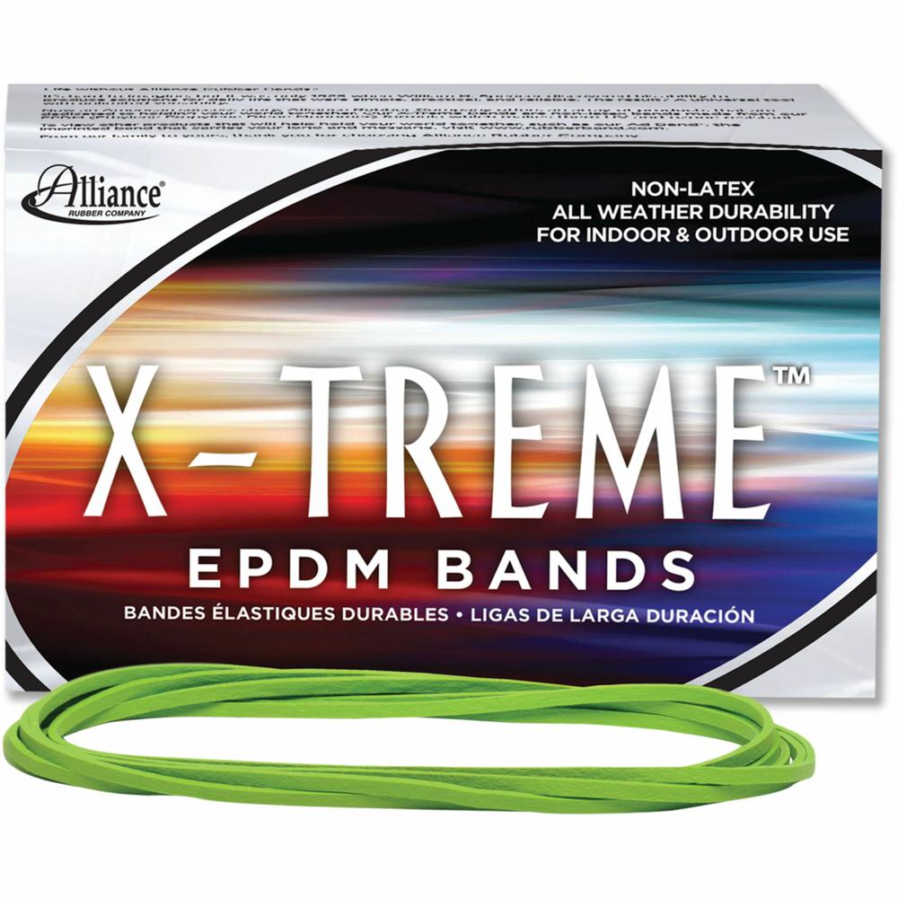 X-Treme X-treme Rubber Bands - 7" Length x 0.1" Width - Latex-free, Durable, UV Resistant, Ozone Resistant, Heavy Duty, Reusable - 200 / Box - Ethylene Propylene Diene Monomer (EPDM) - Lime Green. Picture 1
