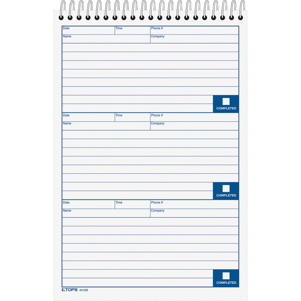 TOPS Voice Message Log Books 50 Sheet(s) Spiral Bound 3 Part 9