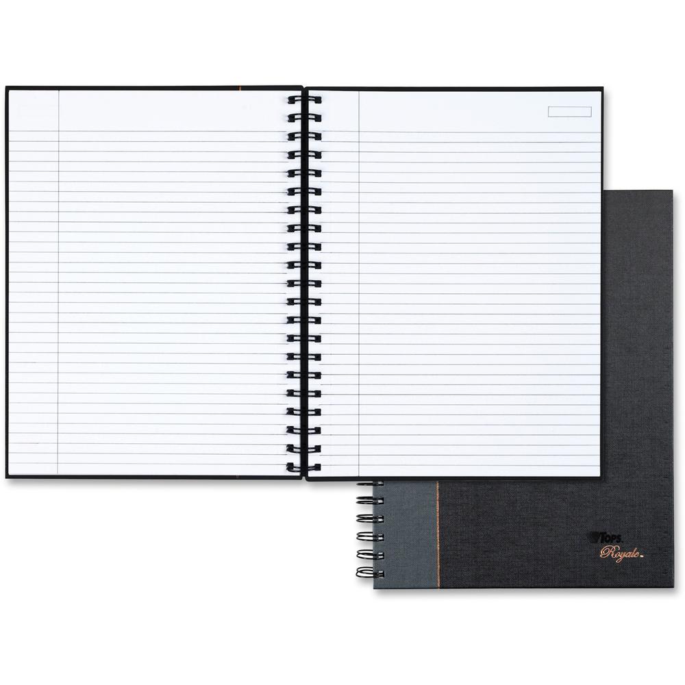 Tops 25331 Royale Business Notebook - 96 Sheets - Wire Bound - 20 lb Basis Weight - 8" x 10 1/2" - White Paper - BlackGeltex, Gray Cover - Hard Cover, Index Sheet, Perforated - 1 Each. Picture 1
